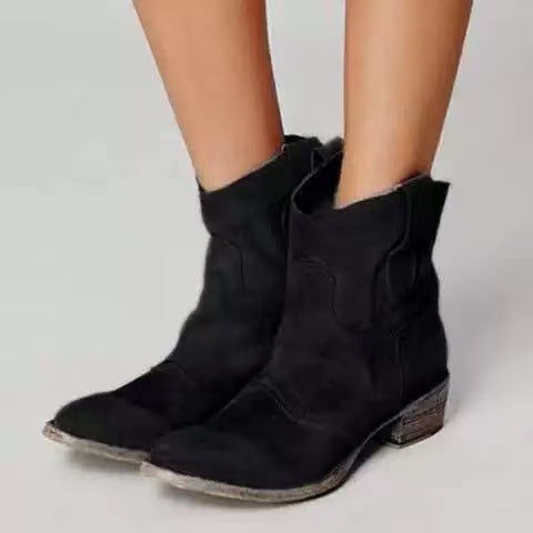 Botas Aura West | Botines cowboy de ante con tacón bajo