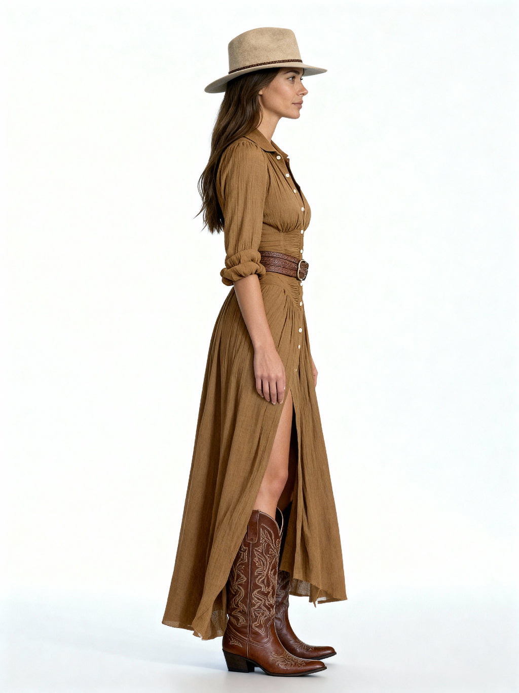 Leona | Vestido camisero largo estilo boho