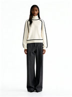 Mila | Jersey de punto con cuello vuelto y ribete contrastado