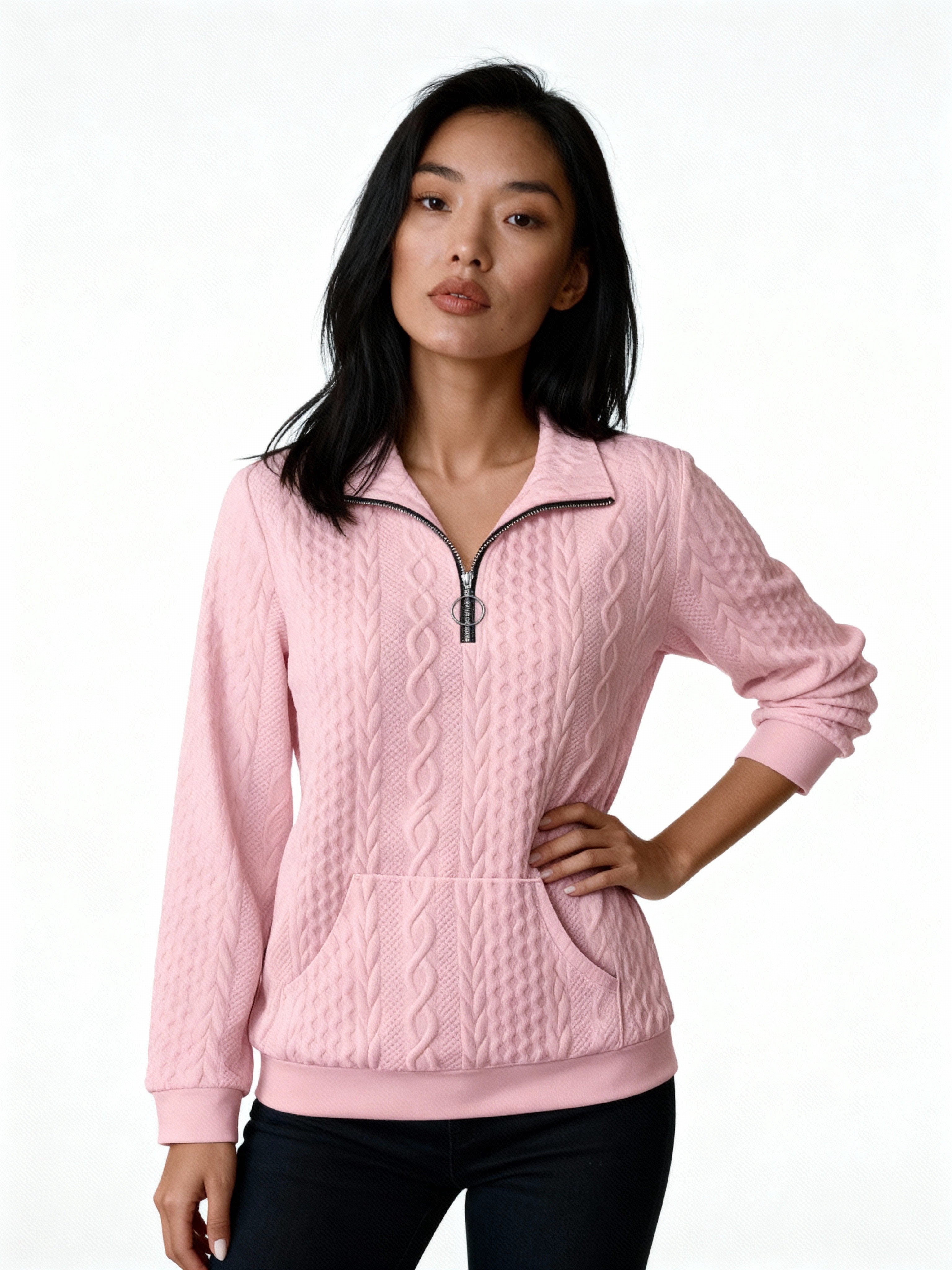 Kael | Sudadera trenzada con cremallera y cuello alto