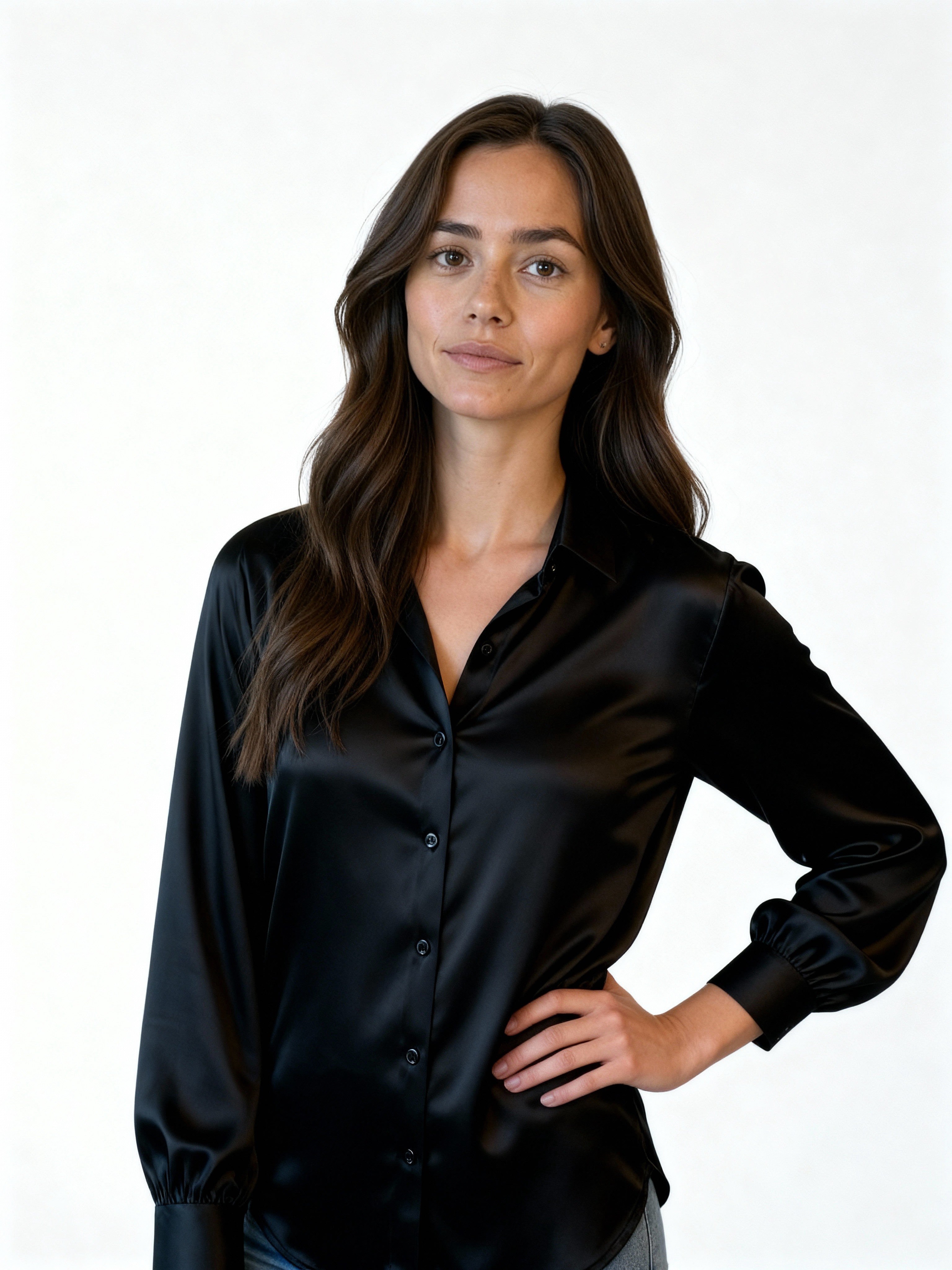 Maribel | Camisa satinada de manga larga