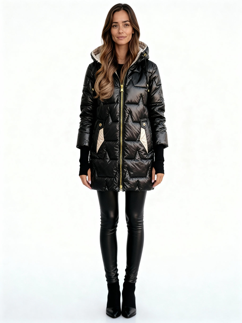 Maeva | Plumífero acolchado con capucha y acabado satinado