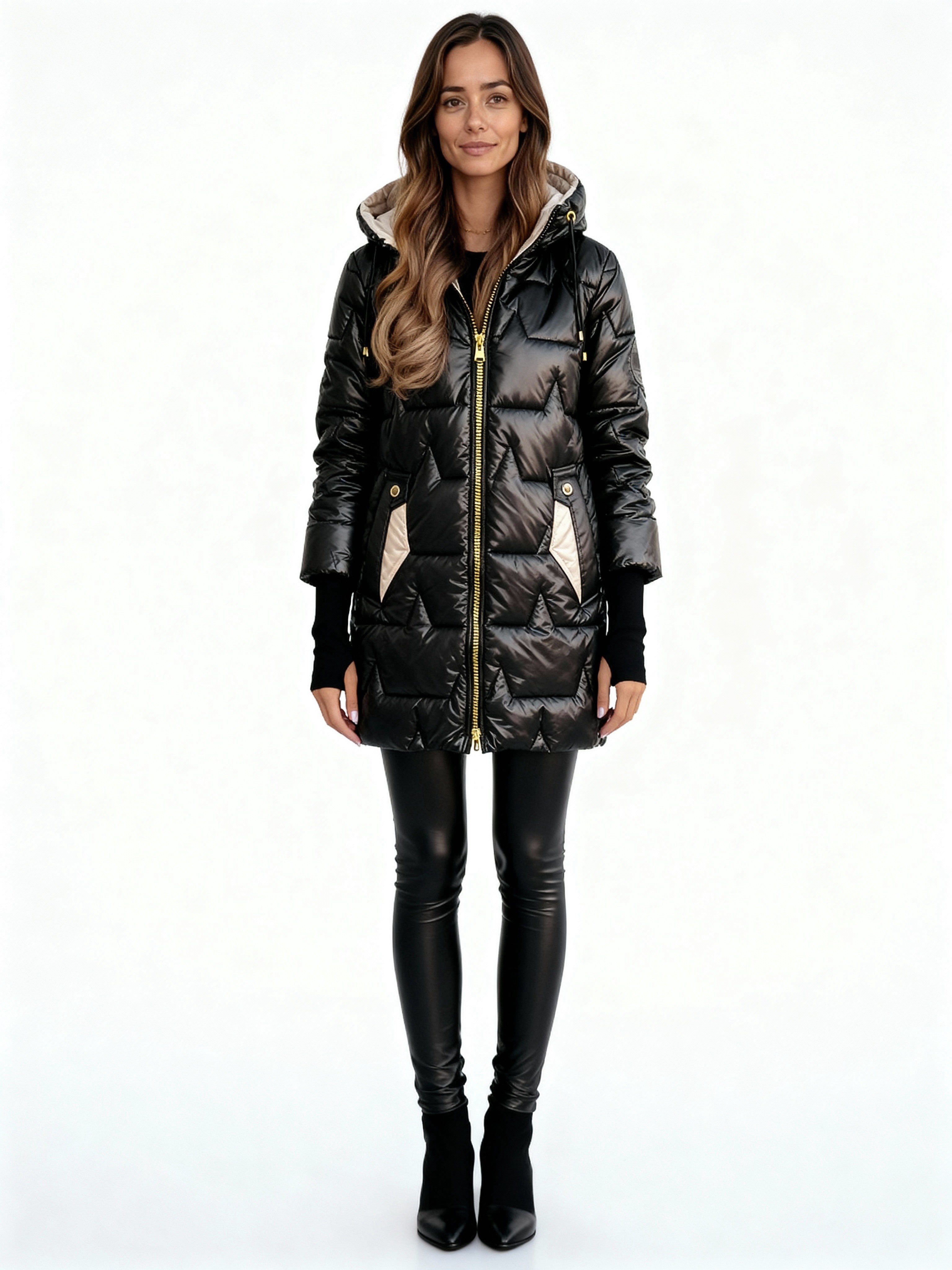 Maeva | Plumífero acolchado con capucha y acabado satinado