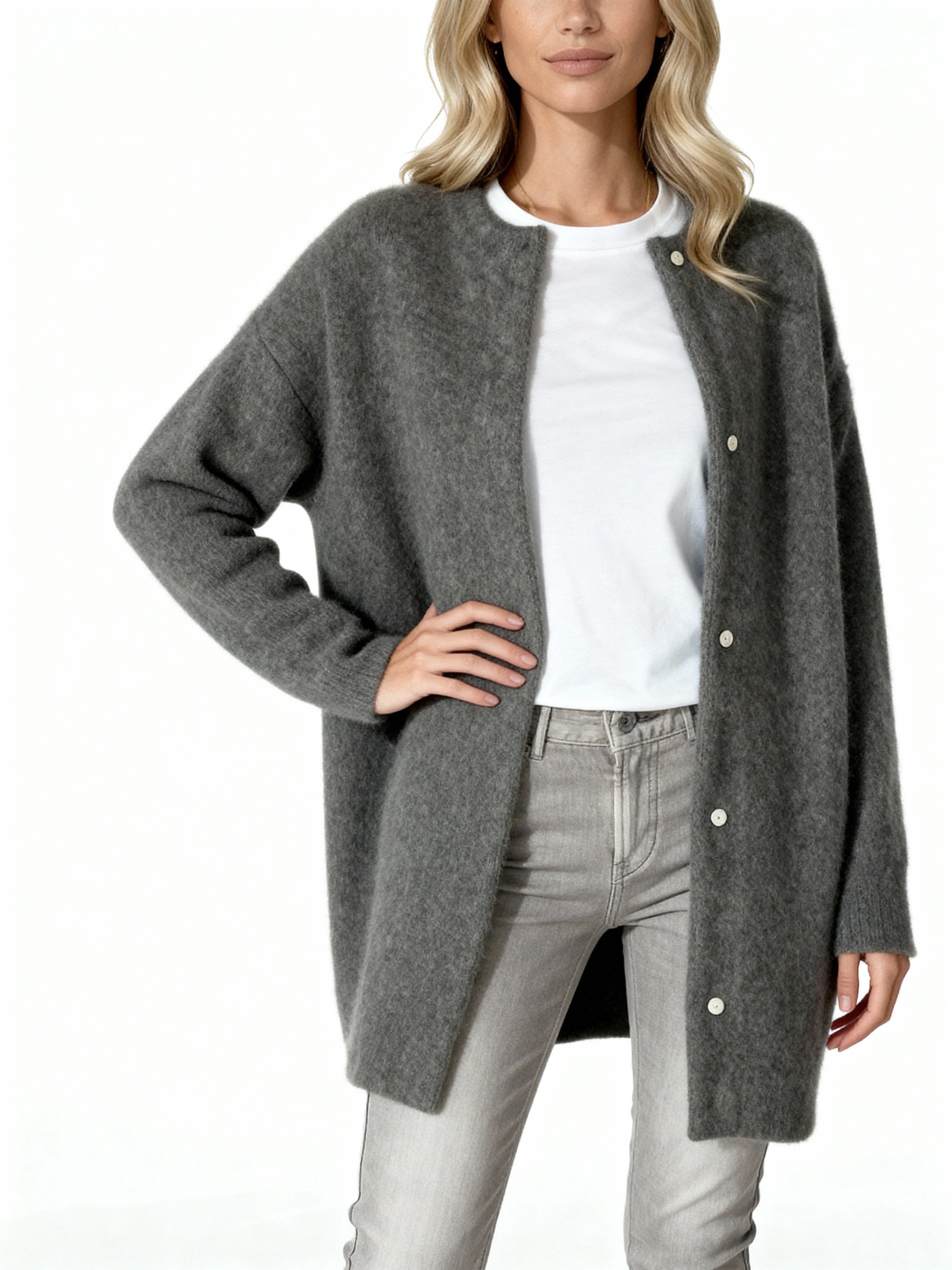 Alayna | Cárdigan de punto suave oversize con botones