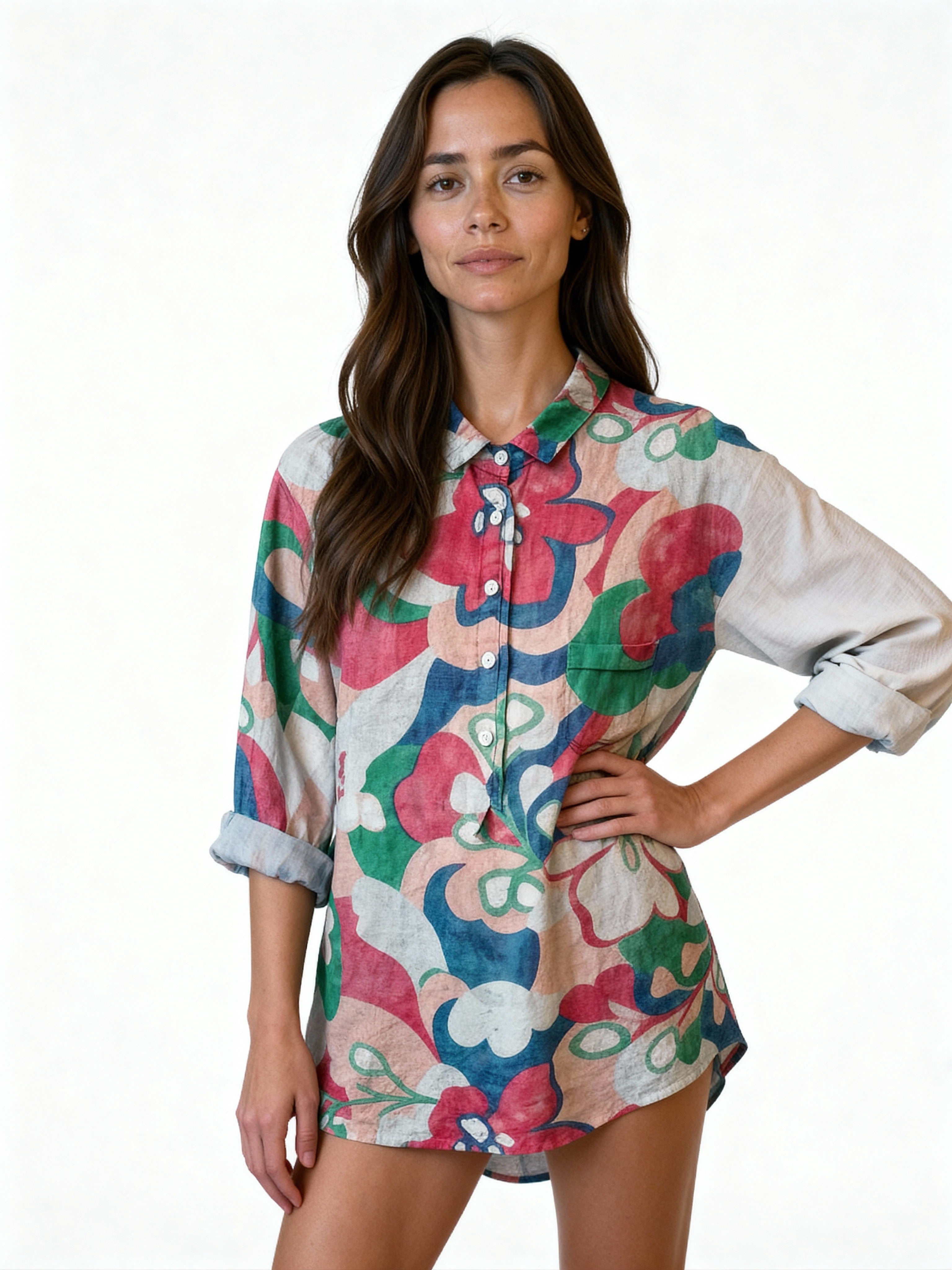 Bora | Camisa oversize estampada de lino