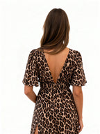 Maëlle | Vestido largo estampado animal con escote en V