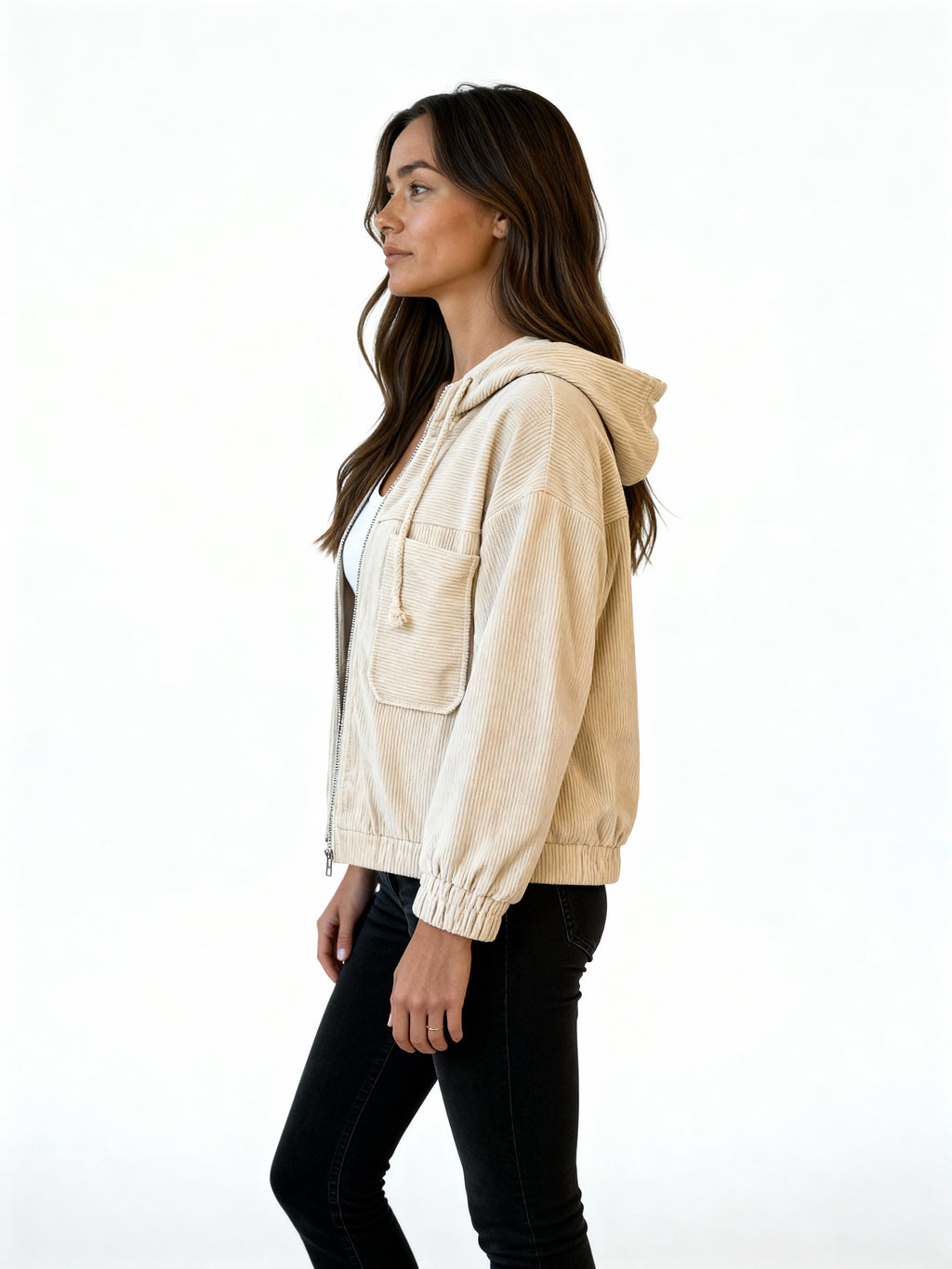 Nara | Chaqueta de pana con capucha y cremallera