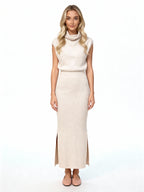 Elina | Vestido largo de punto con cuello vuelto