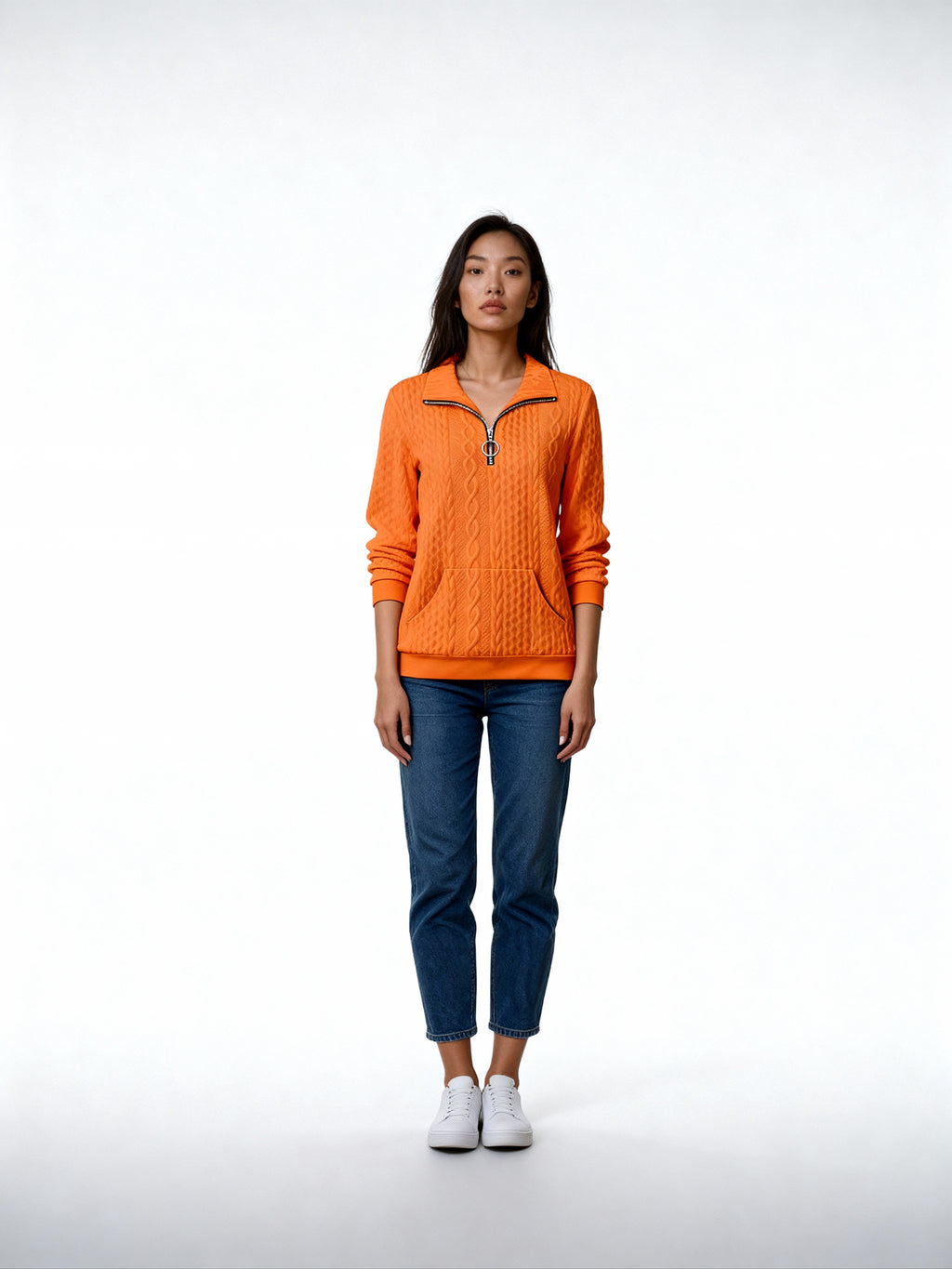 Kael | Sudadera trenzada con cremallera y cuello alto