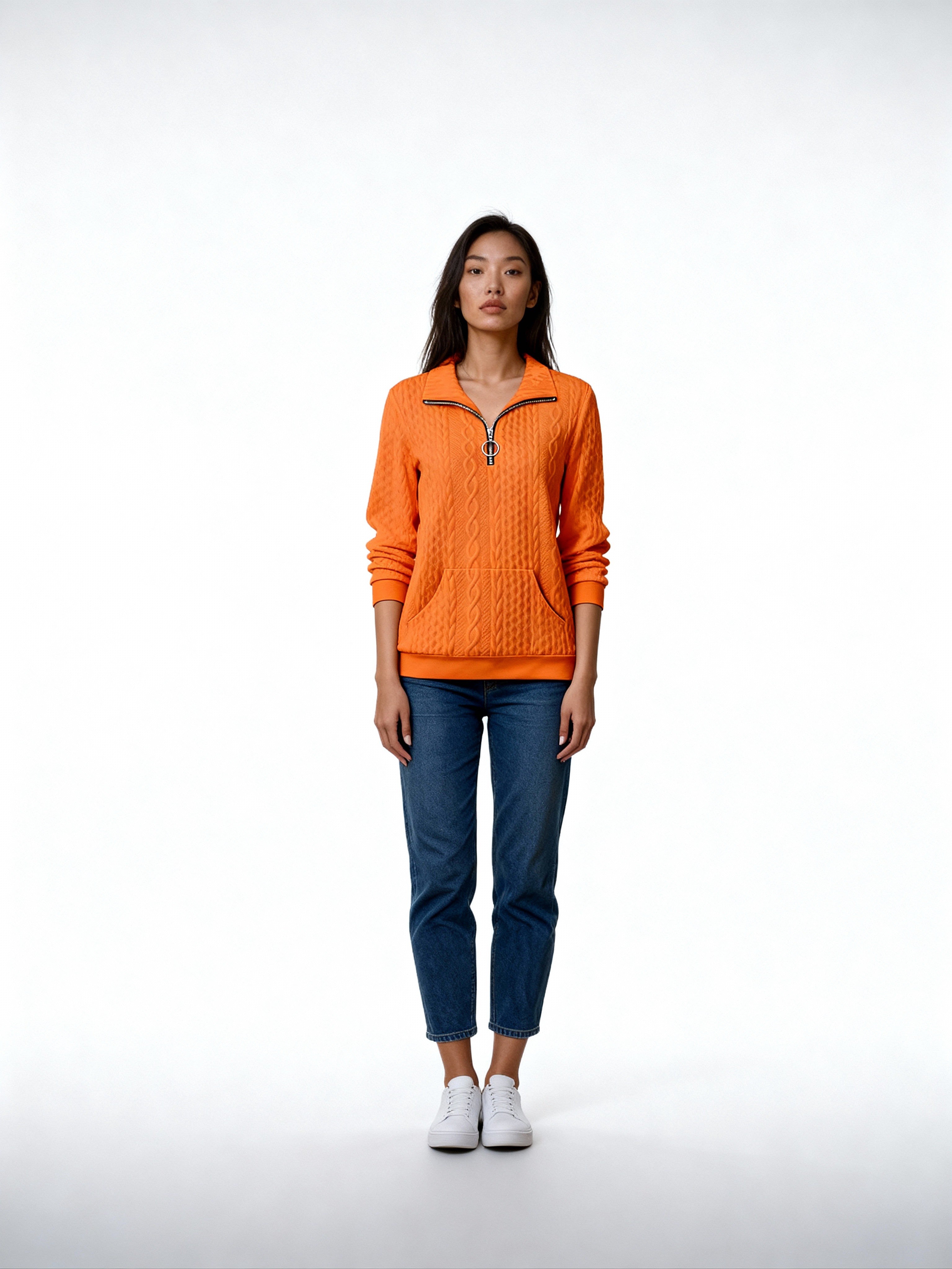 Kael | Sudadera trenzada con cremallera y cuello alto