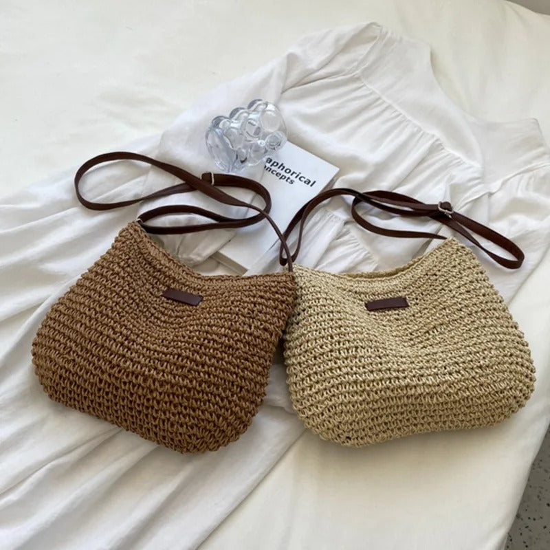 Bolso Siena Rafia | Estilo natural con correa de piel