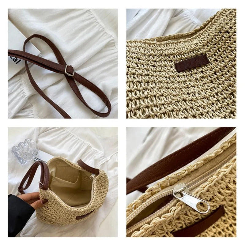 Bolso Siena Rafia | Estilo natural con correa de piel