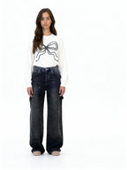 Pantalón Galaxy | Denim ancho con brillo de cristales