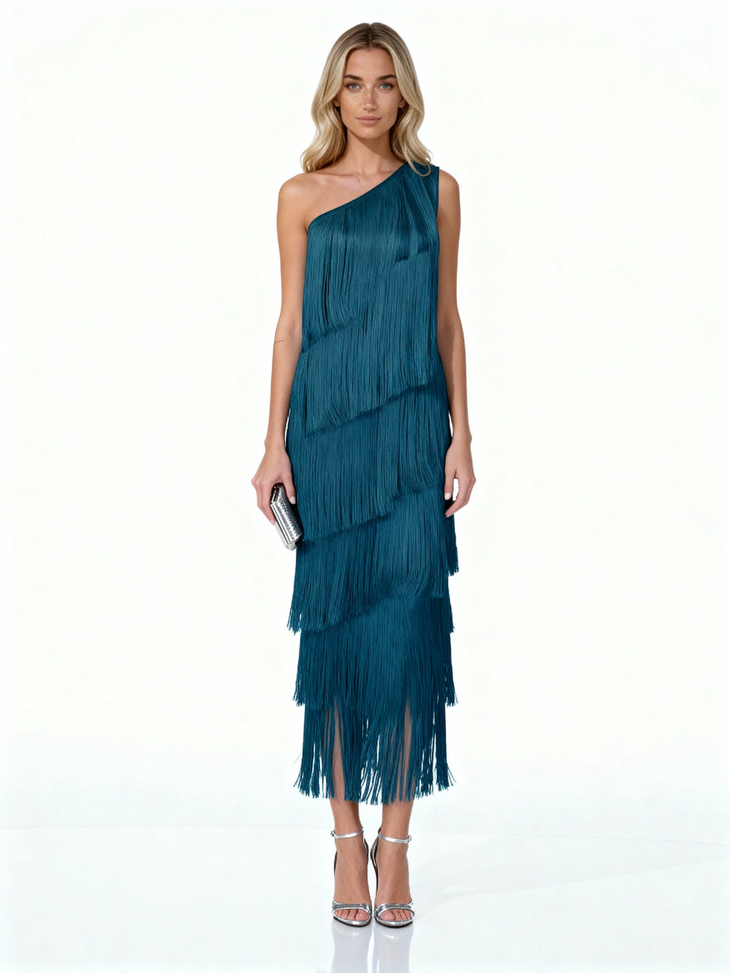 Noa | Vestido largo asimétrico de flecos