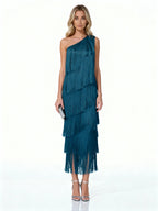 Noa | Vestido largo asimétrico de flecos