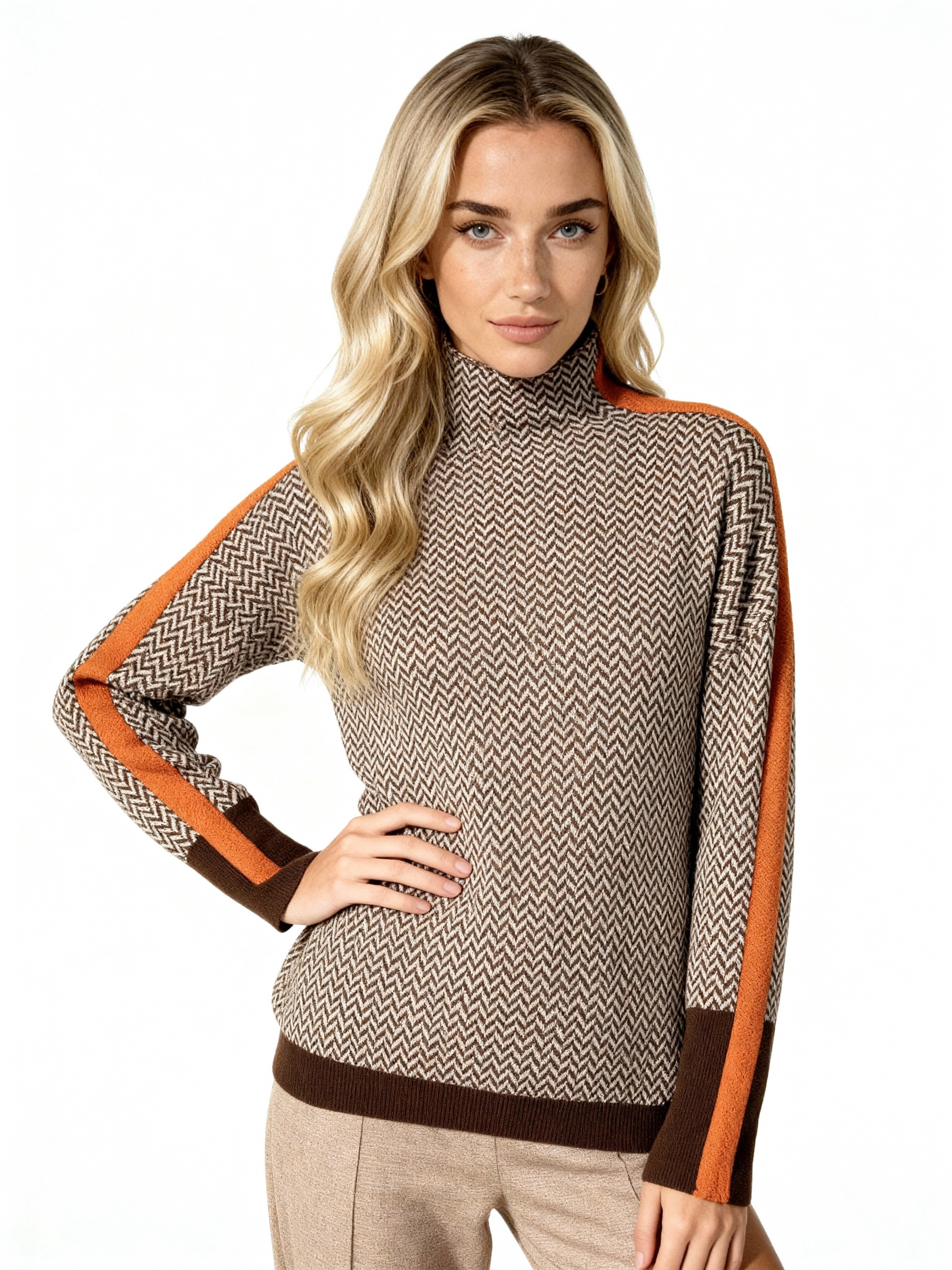 Lina | Jersey geométrico de punto con cuello alto