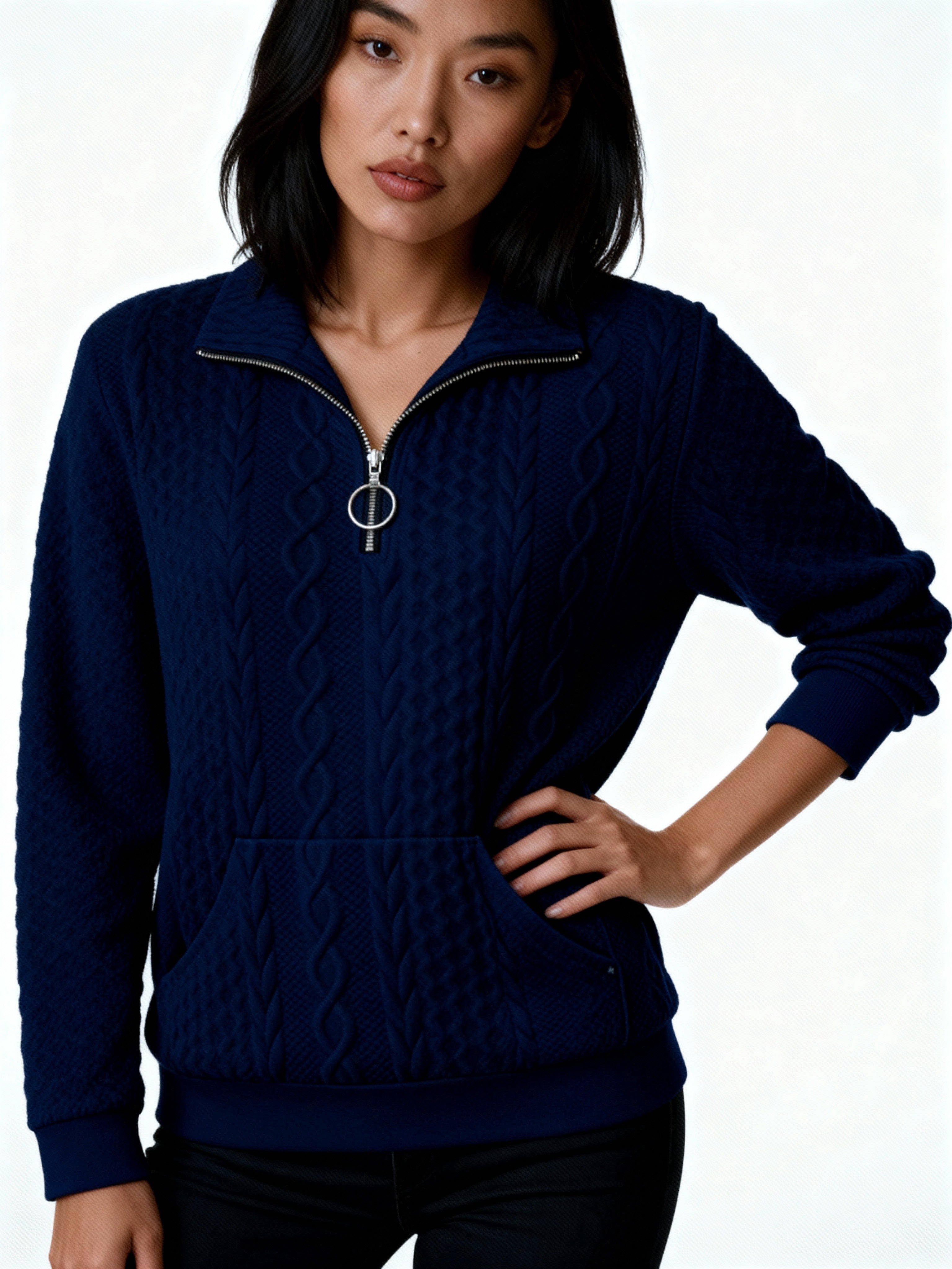 Kael | Sudadera trenzada con cremallera y cuello alto