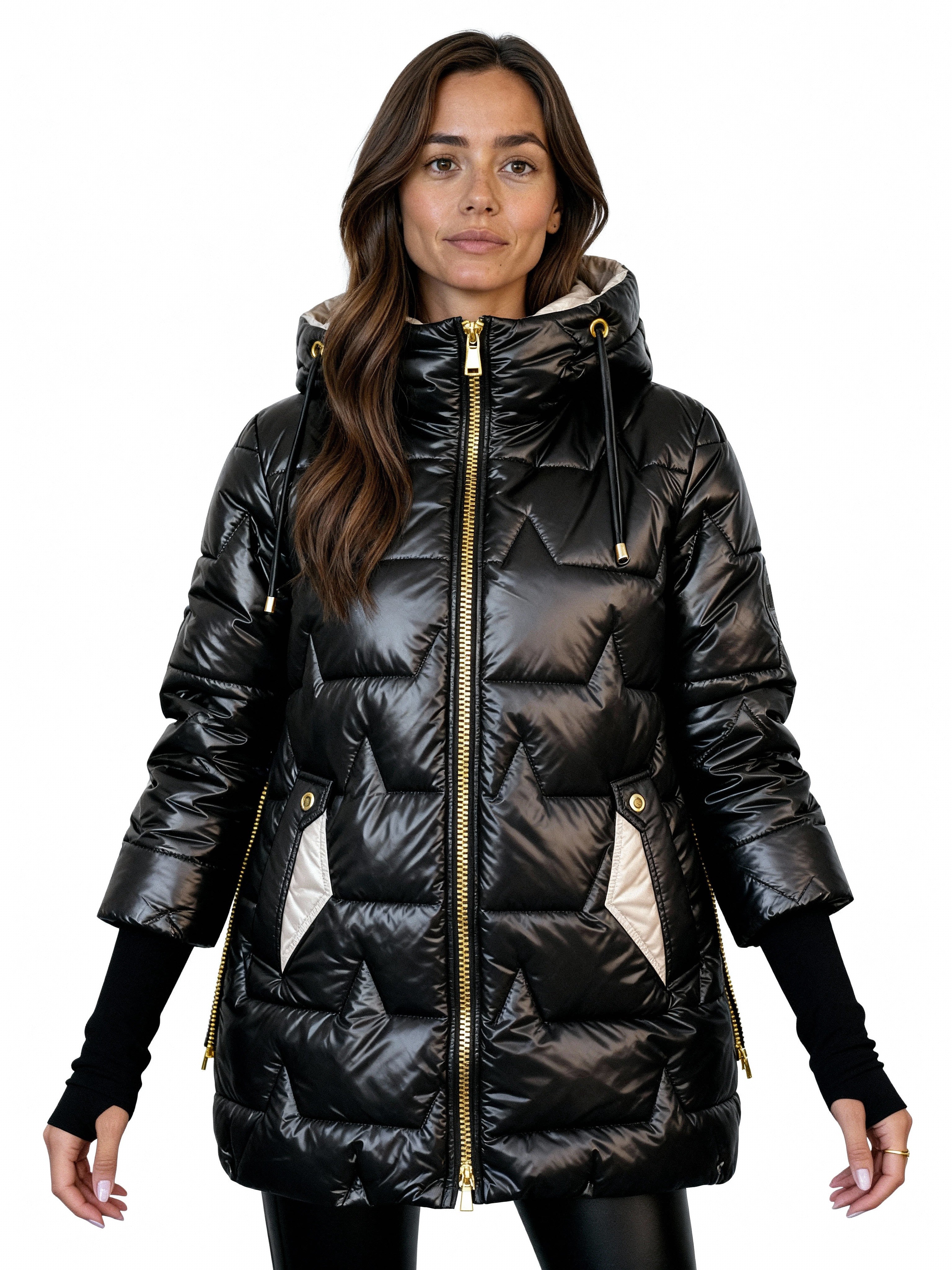 Maeva | Plumífero acolchado con capucha y acabado satinado