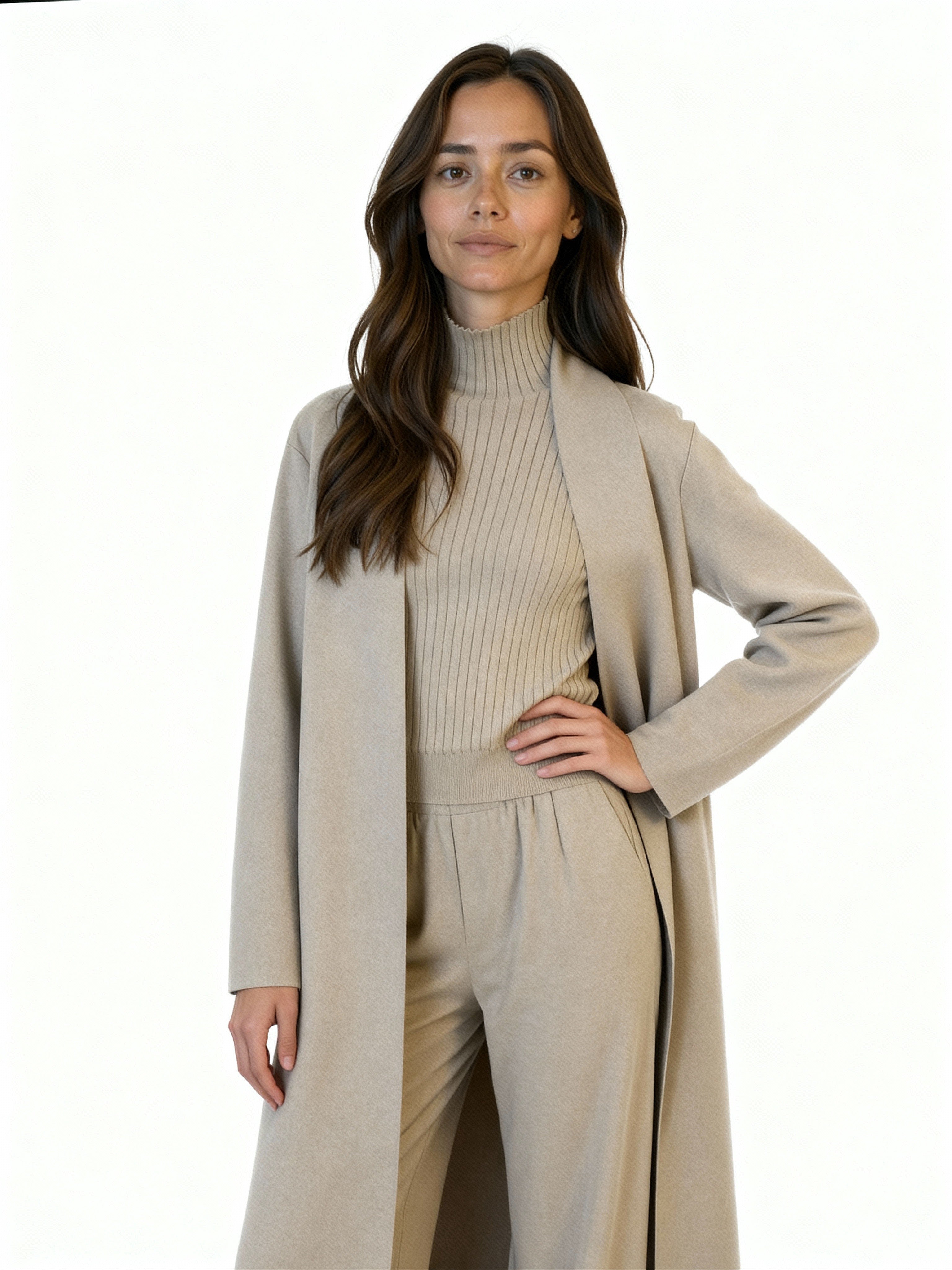 Conjunto Aura Knit | Chaleco de canalé y cárdigan largo