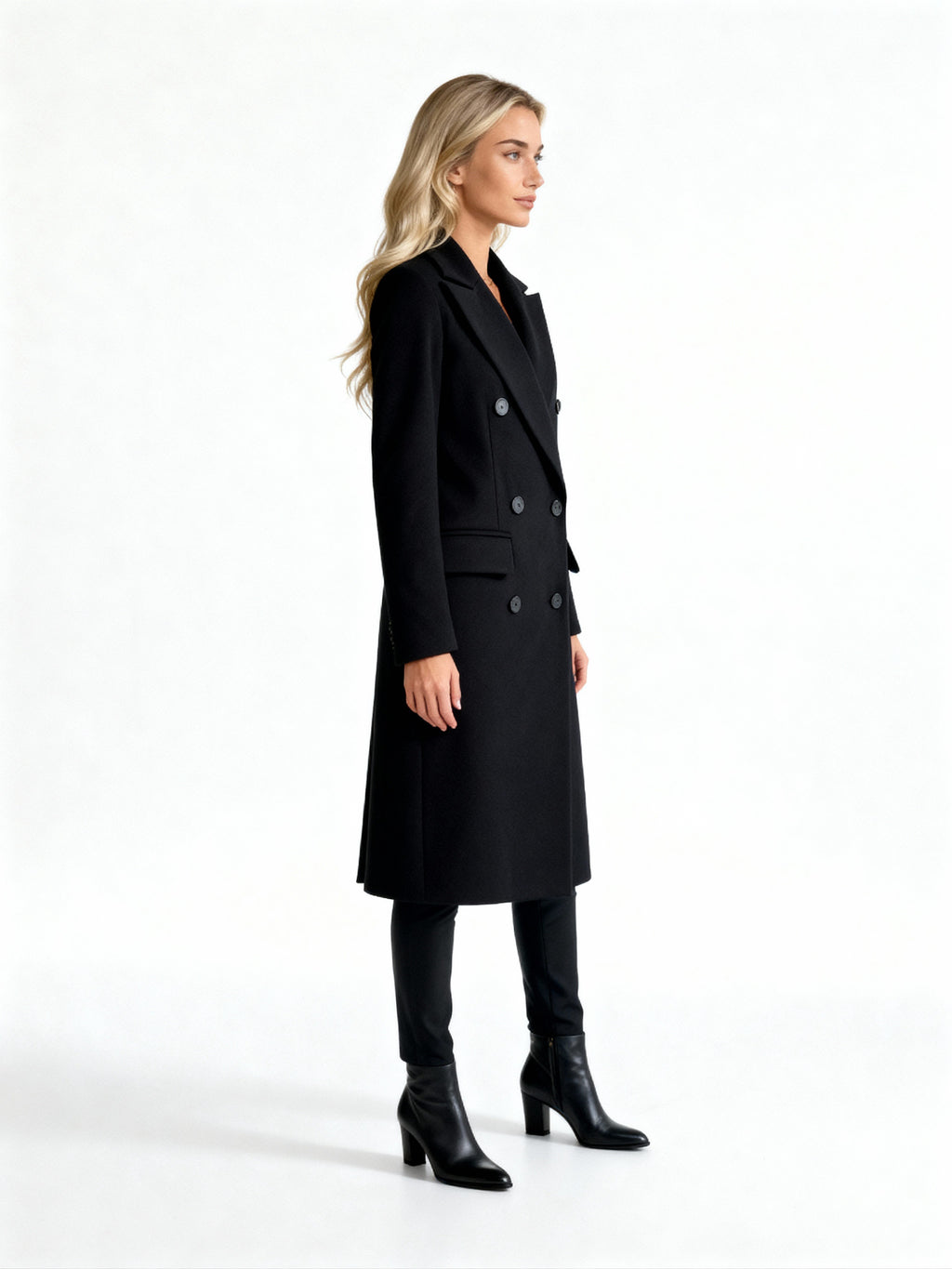 Élise | Abrigo largo cruzado con solapas y botones