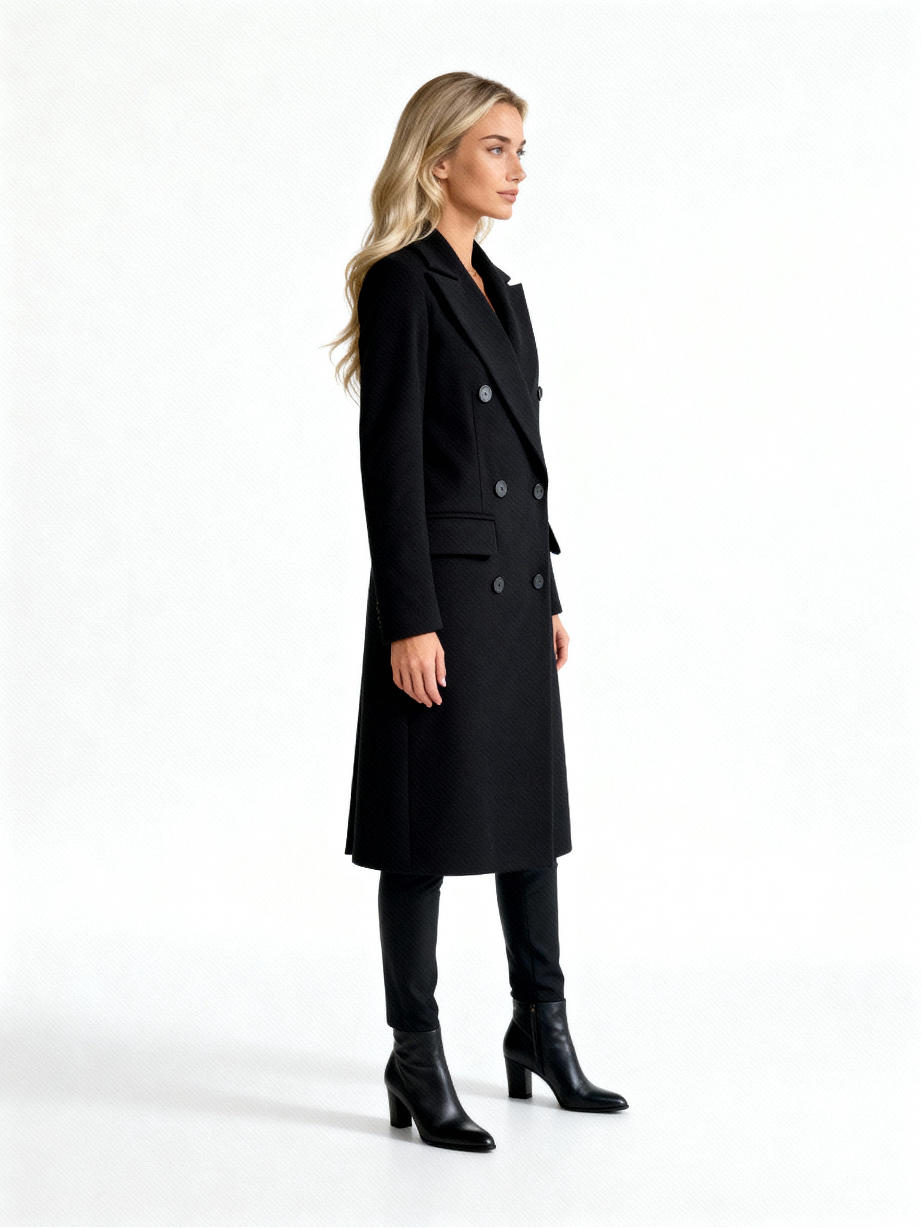 Élise | Abrigo largo cruzado con solapas y botones