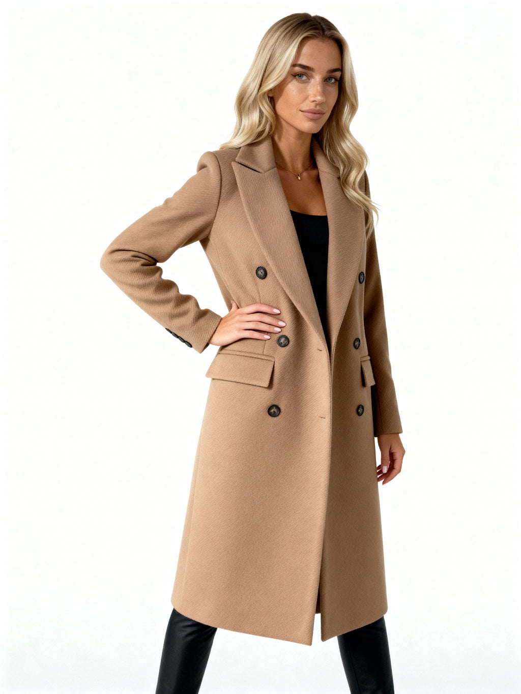 Élise | Abrigo largo cruzado con solapas y botones