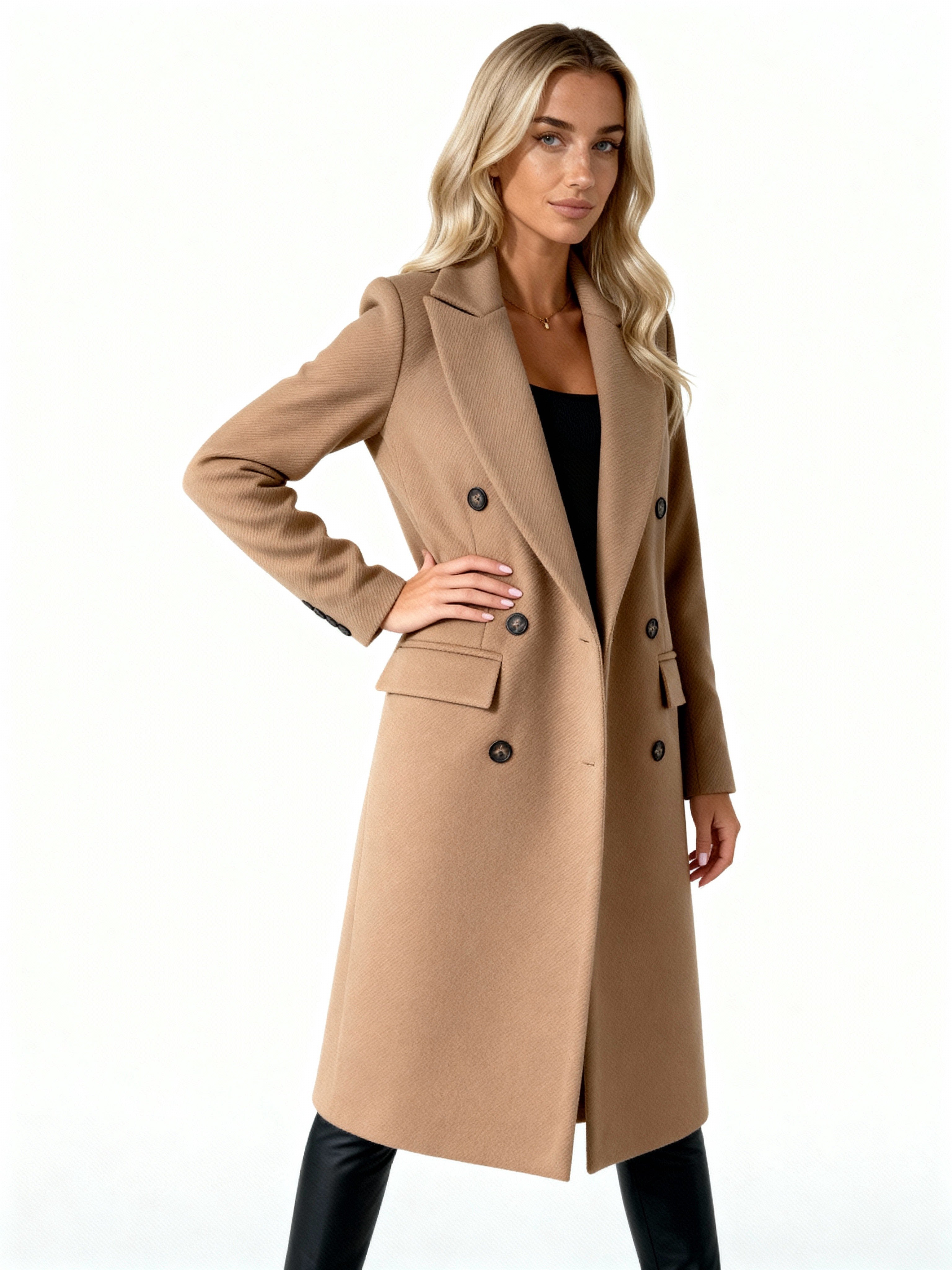 Élise | Abrigo largo cruzado con solapas y botones
