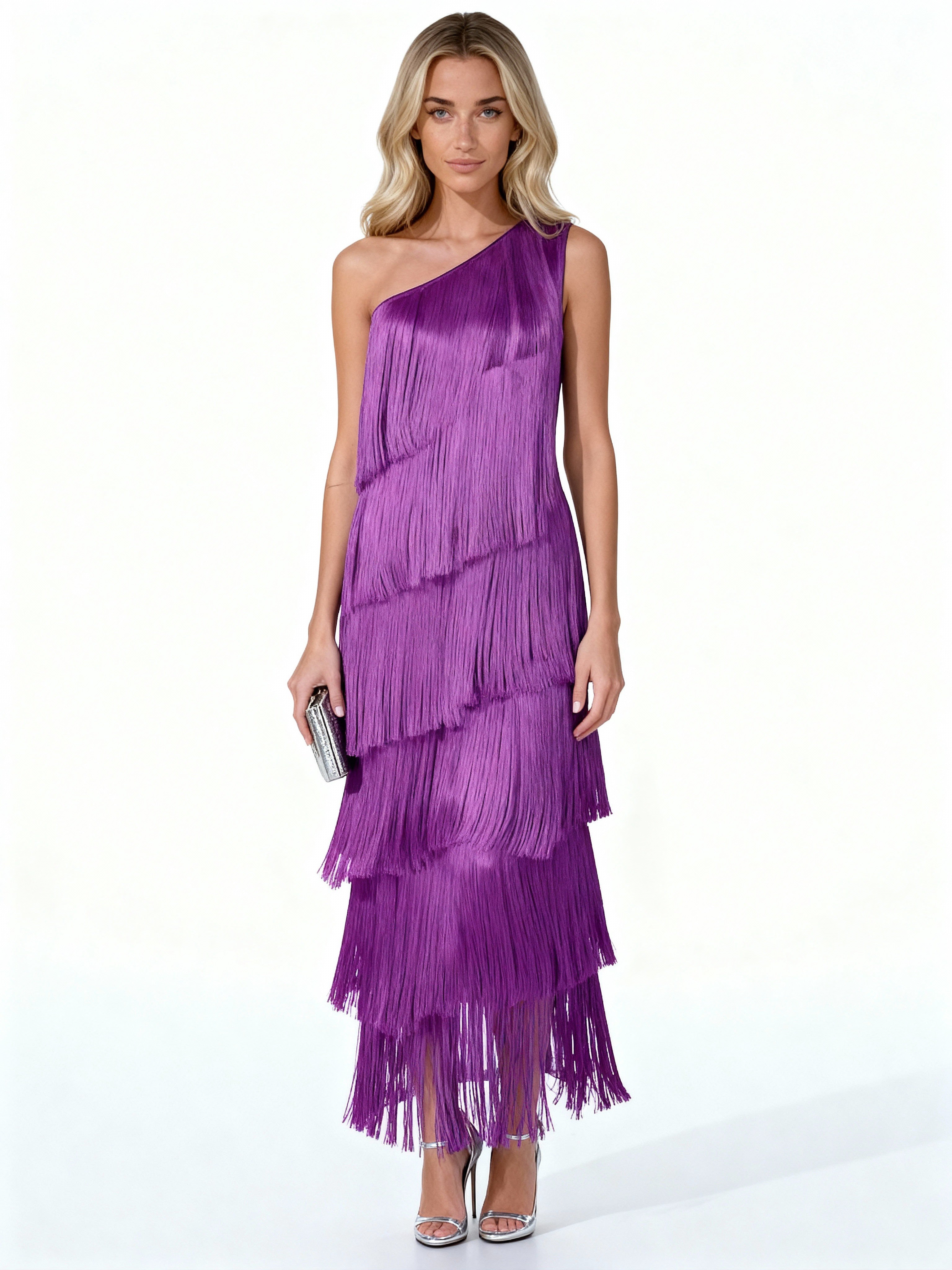 Noa | Vestido largo asimétrico de flecos