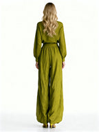 Karyna | Conjunto fluido de lino con blusa amplia y pantalón tipo falda