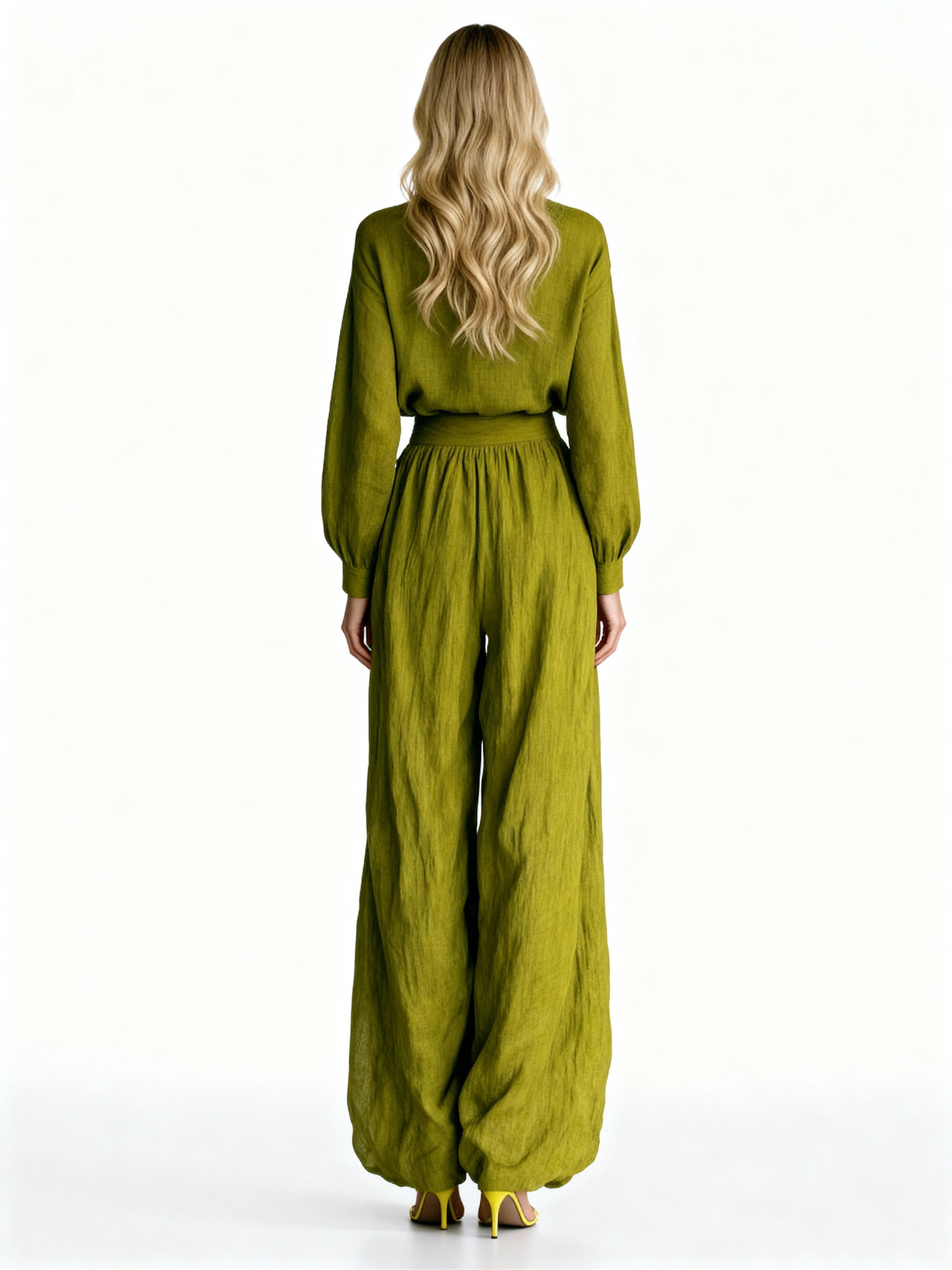 Karyna | Conjunto fluido de lino con blusa amplia y pantalón tipo falda