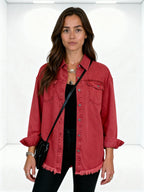 Reyna | Sobrecamisa denim con bajo desflecado y botones metálicos