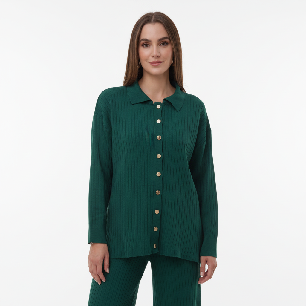 Conjunto Soft Rib | Camisa de punto y pantalón ancho