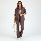 Conjunto Suede Touch | Camisa efecto ante y pantalón relax