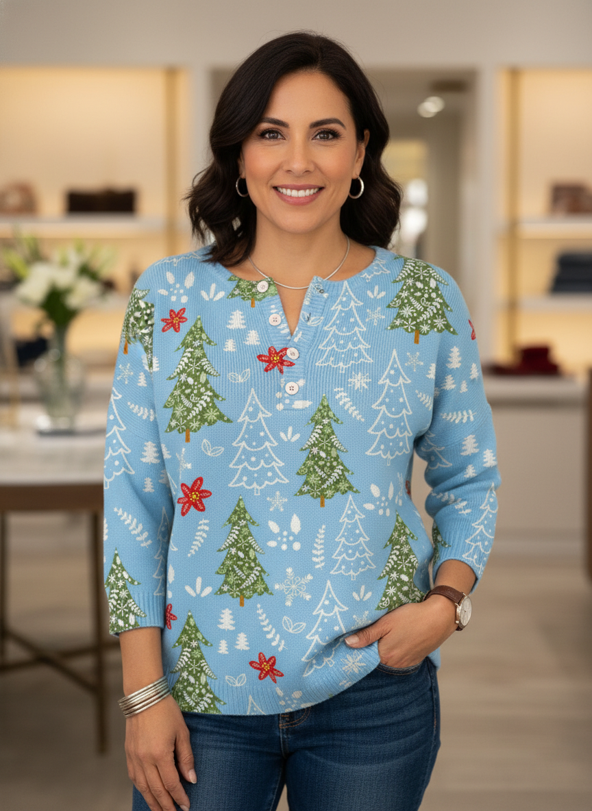 LUCÍA | SUÉTER NAVIDEÑO DE PUNTO CON ESTAMPADO FESTIVO