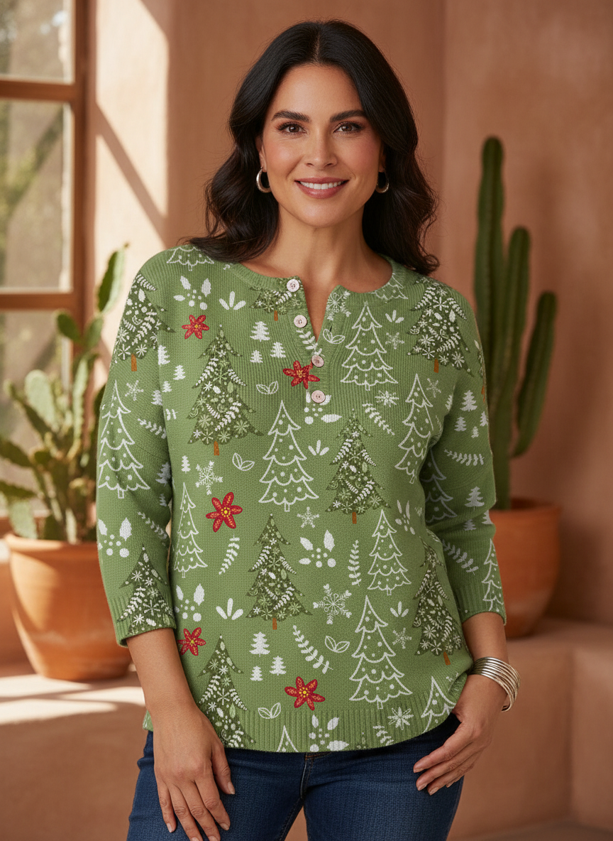 LUCÍA | SUÉTER NAVIDEÑO DE PUNTO CON ESTAMPADO FESTIVO