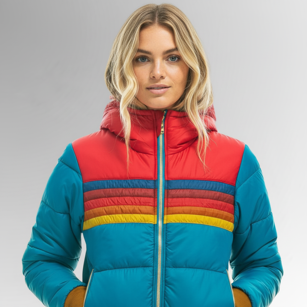 LEONORA | CHAMARRA ACOLCHADA RETRO CON FRANJAS DE COLOR